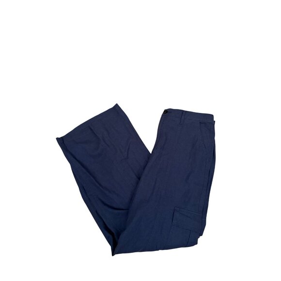 NWT A.N.A. Highest Rise Wide Leg blue linen blend pants size 14 - Picture 1 of 7